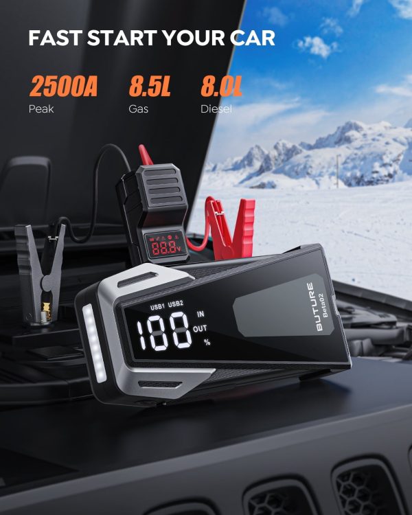 Car Jump Starter Booster 2500A 21800mAh Powerful Car Battery Jump Starter With Large Display Lighting Charging Function Safe/Durable/Portable Buture - Image 2