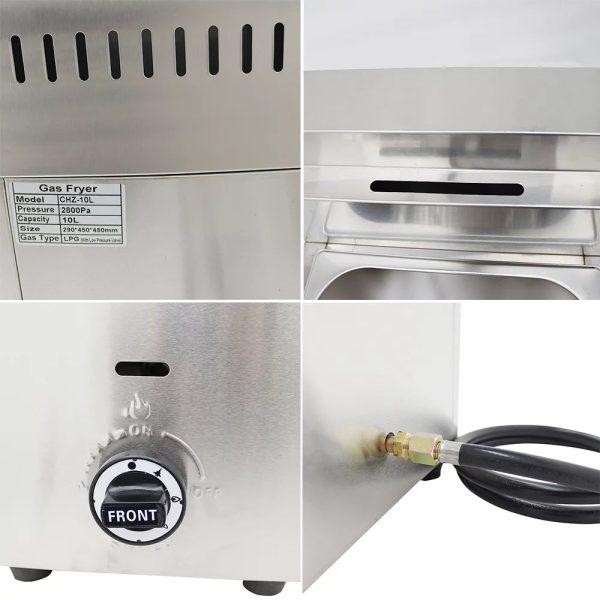 INTSUPERMAI Commercial 6L Single Tank Gas Deep Fryer Stainless Steel - Image 7