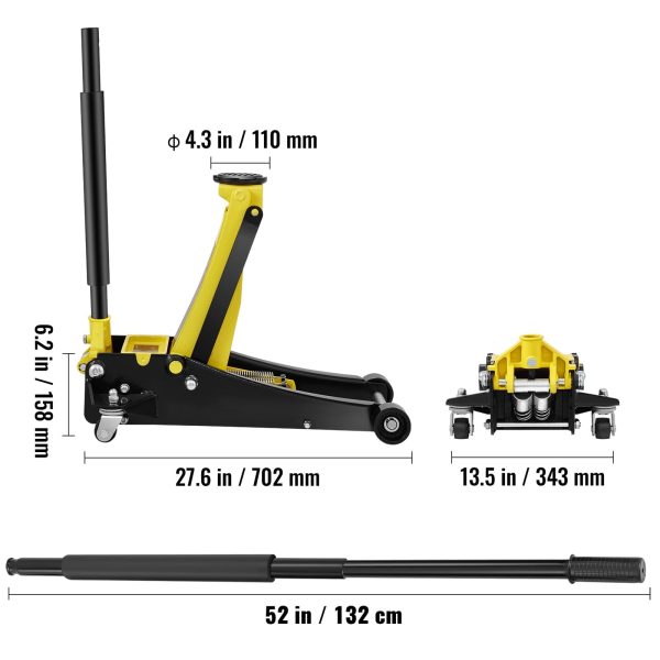 BENTISM Low Profile Floor Jack 3 Ton Heavy Duty Steel Dual Piston Rapid Pump - Image 8