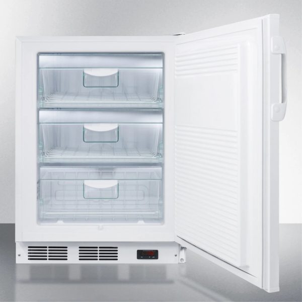 Accucold 24 in. Wide Built-in ADA Height -25 deg C Manual Defrost All Freezer with Lock - White - Image 3