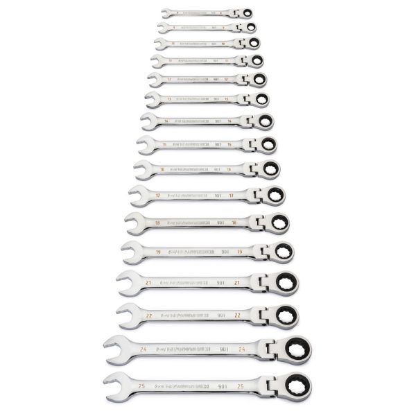 GearWrench 16Pc 12PT Metric Flex Combi Ratchet Wrench Set - Image 3