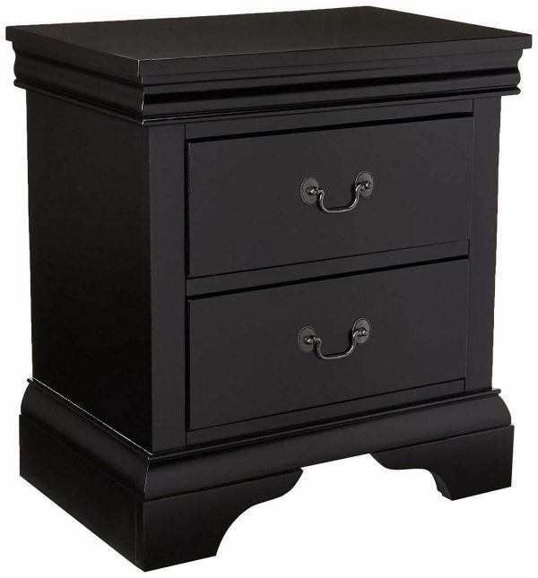 Gorgeous Black 3pc Beautiful Louis Philippe Style California King Size Sleigh Bed 2x Nightstand Set Wooden Bedroom Furniture - Image 2