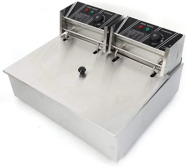 Miumaeov Stainless Steel Deep Fryer with Frying Baskets and Lid, 12.7QT/12L Capacity Countertop Deep Fryer, Frying Machine - Image 5