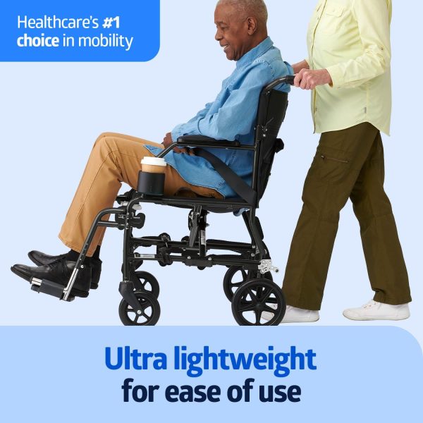 Medline Ultralight Transport Wheelchair Desk Length - Image 2