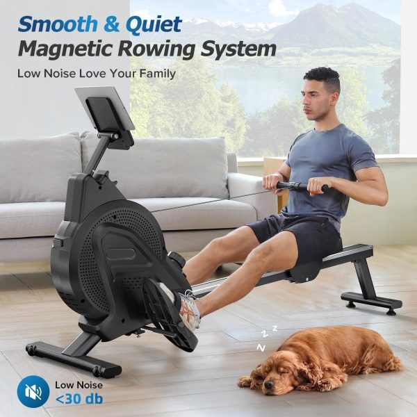 Rowing Machine, Magnetic Rowing Machine 16 Resistance Levels Quiet Machine Max 350lb Weight Capacity with, Neche Folding Magnetic Rowing, for Home Workout Black - Image 3