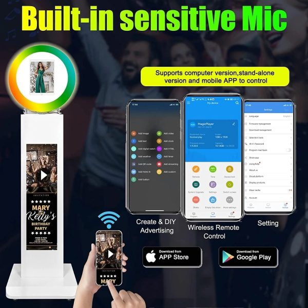 Portable iPad Photo Booth,Selfie photobooth Machine and Sharing Station for 10.2" 10.9" 11" 12.9" iPad,LCD Screen,RGB Ring Light,Remote Control, Adjustable Stan with Flight Case for Parties,Exhibition - Image 5